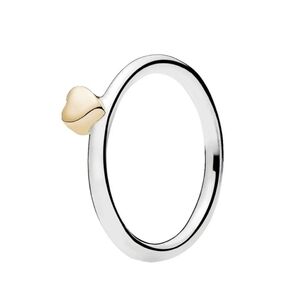 Pandora 14k Solid Gold And Sterling Silver Puzzle Heart Ring Sz. 8 Nwt